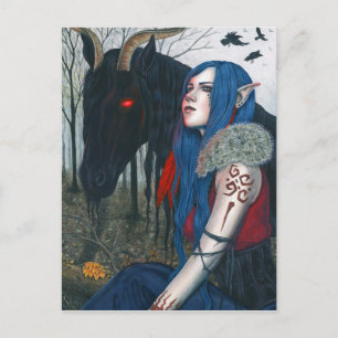Cartão Postal Arte de fantasia gótica postal Pooka Cavalo Elfo