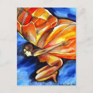 Cartão Postal Arte de fantasia original surrealista garota borbo