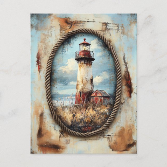 Cartão Postal Arte de Farol com Borda de Corda (Frente)