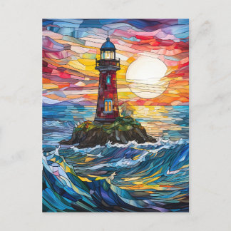 Cartão Postal Arte De Farol Costeiro De Vidro Estreito