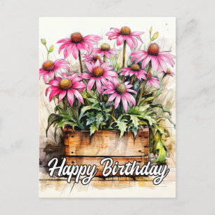 Cartão Postal Arte de Flor de Áster Recém-Colhida