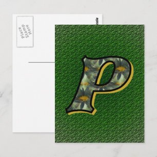 Cartão Postal Arte de Flor de Margaridas com Inicial de Monogram