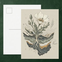 Arte de Flor de Papoula Botânica Cottagecore