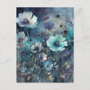 Cartão Postal Arte de Flores de Campo Selvagem Azul