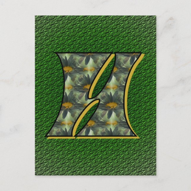 Cartão Postal Arte de Flores de Margaridas com Inicial de Monogr (Frente)