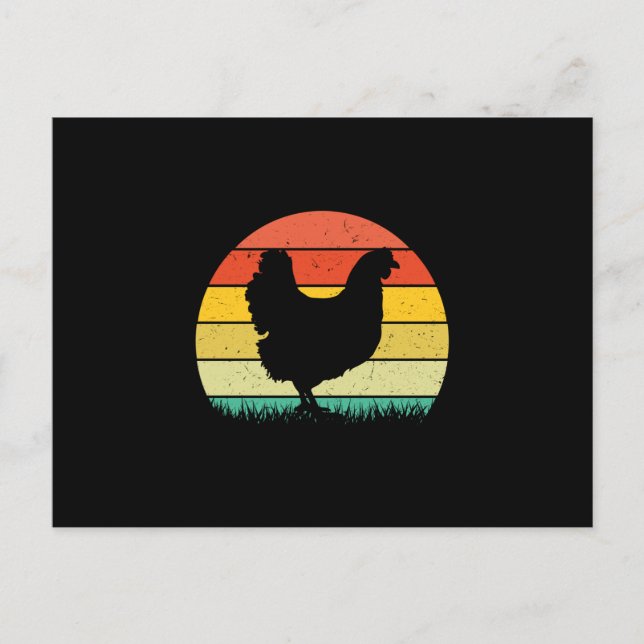 Cartão Postal Arte de Frango Frango Retro Vintaage (Frente)
