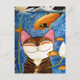 Cartão Postal arte de gato - água (5 elementos)
