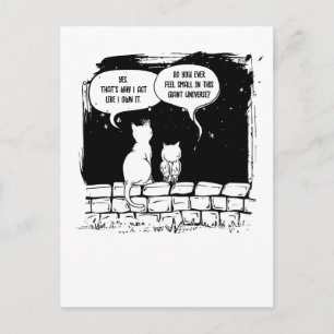 Cartão Postal Arte de Gato Cósmico Perspectiva Humor Gato