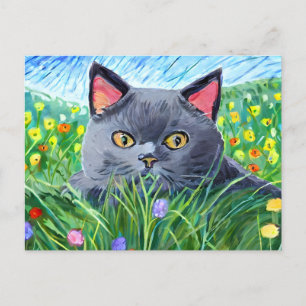 Cartão Postal Arte de Gato de Shorthair Britânica
