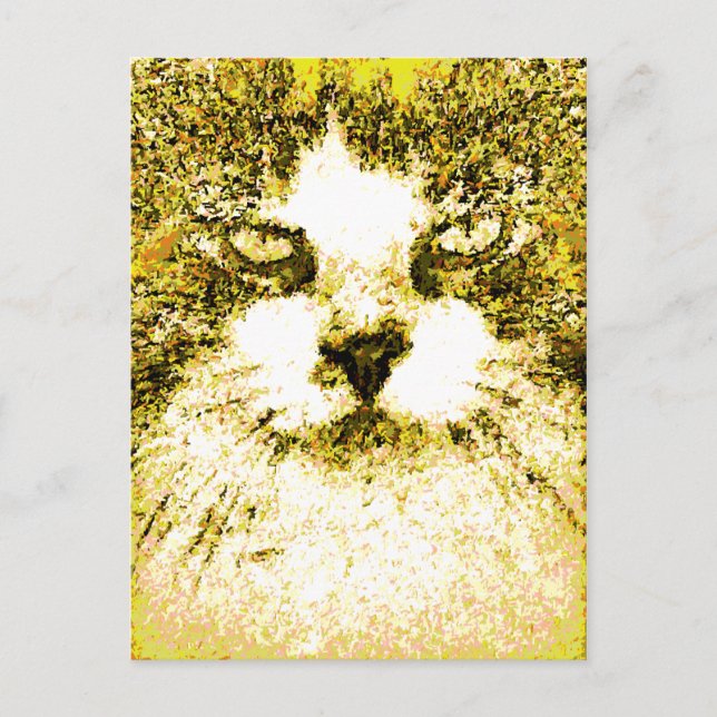 Cartão Postal Arte de Gato Pop Moderno Dourado (Frente)
