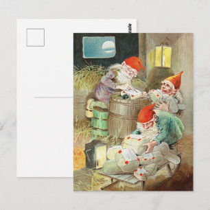 Cartão Postal Arte de Gnomo de Natal Vintage Jenny Nystrom
