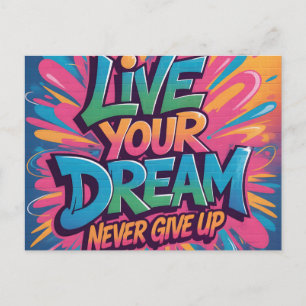 Cartão Postal Arte de Grafite Vibrante "Viva Seu Sonho"