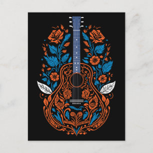 Cartão Postal Arte de Guitarra Country