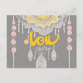 Cartão Postal Arte de IA de renda cinza ensolarada