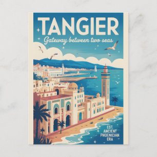 Cartão Postal Arte de Impressão de Poster de Viagem Retro Tânger