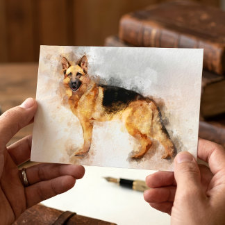 Cartão Postal Arte de impressão em aquarela do cão pastor alemão
