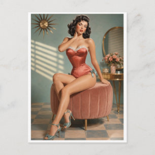 Cartão Postal Arte de Impressão Glamour Pin-Up Vintage Boudoir