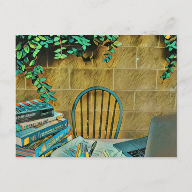 Cartão Postal Arte de leitura vintage (Frente)