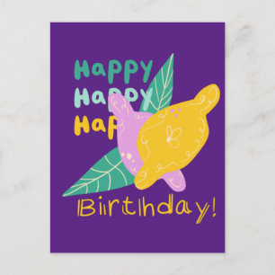 Cartão Postal Arte de Limão Brilhante Letreiro de Feliz Aniversá