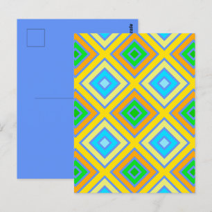 Cartão Postal Arte de Linha Angulada Cores Harmoniosas Centáurea