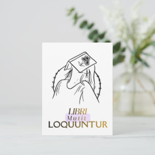 Cartão Postal Arte de Linha Citação Latina Dark Academia