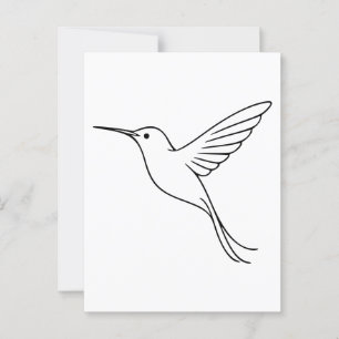 Cartão Postal Arte de linha de beija-flor minimalista em voo