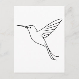 Cartão Postal Arte de linha de beija-flor minimalista em voo