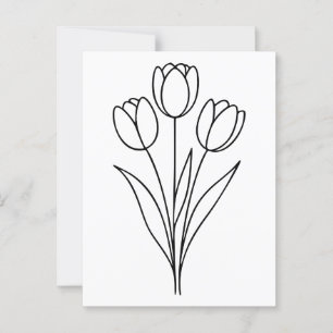 Cartão Postal Arte de linha de flor de Primavera de Tulip minima