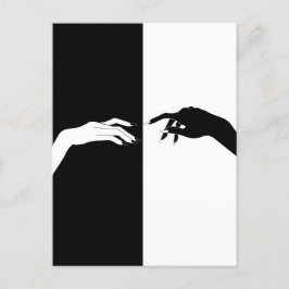 Cartão Postal Arte de Linha de Mãos Pretas e Brancas