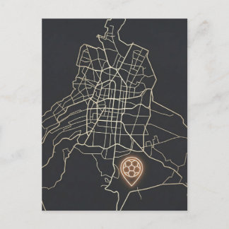 Cartão Postal Arte de Linha de Mapa de Futebol Minimalista de NY