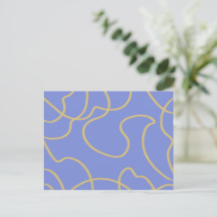Cartão Postal Arte de linha: Dourado em azul