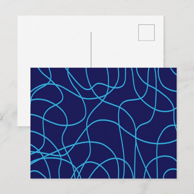 Cartão Postal Arte de linha em Blues contrastantes (Frente/Verso)
