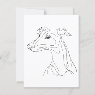 Cartão Postal Arte de Linha Greyhound Desenhada à Mão - Design m