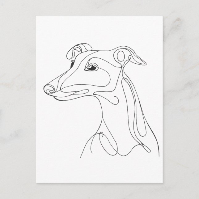 Cartão Postal Arte de Linha Greyhound Desenhada à Mão - Design m (Frente)