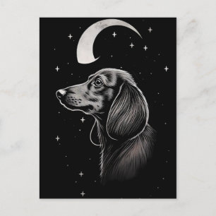 Cartão Postal Arte de Linha Minimalista de um Dachshund em uma L