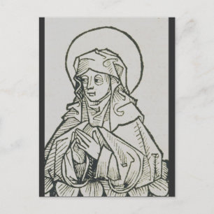 Cartão Postal Arte de Linha Minimalista Medieval de Santa Mônica