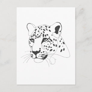 Cartão Postal Arte de Linha Minimalista Pintada Pelos Leopardos