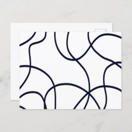 Cartão Postal Arte de linha minimalista, preto e branco