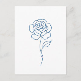 Cartão Postal Arte de Linha Rosa Azul Minimalista
