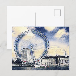 Cartão Postal Arte de London Eye Watercolor