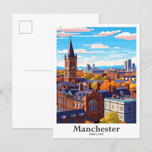 Cartão Postal Arte de Manchester Inglaterra Ilustração de Viagem