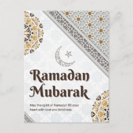 Cartão Postal Arte de Mandala do Crescente de Ramadan Mubarak