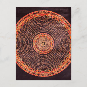 Cartão Postal Arte de Mandala Tibetano (Preto, Dourado, Vermelho