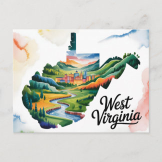 Cartão Postal Arte de Mapa Conceitual Hipnotizante da Virgínia O