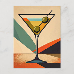 Cartão Postal Arte de Martini com Bloco de Cores Modernista de M