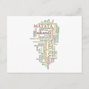 Cartão Postal Arte de Nuvem de Palavras Global Hakuna Matata Mul