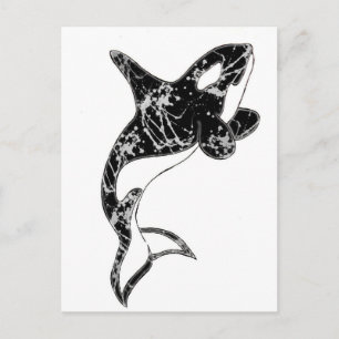 Cartão Postal Arte de Orca com Salpicos de Tinta