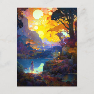 Cartão Postal Arte de Paisagem de Fantasia Surreal