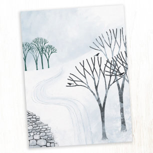 Cartão Postal Arte de paisagem de neve de inverno