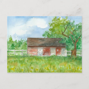 Cartão Postal Arte de Paisagem do País da Cor da Água do Barn